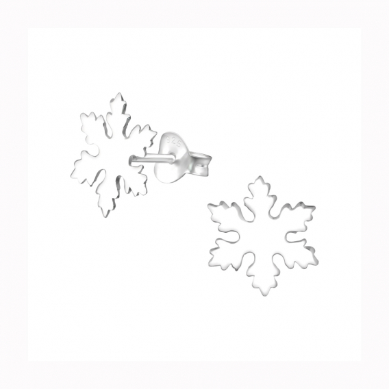 Obrázok pre Strieborné náušnice napichovacie Snehové vločky 11 mm
