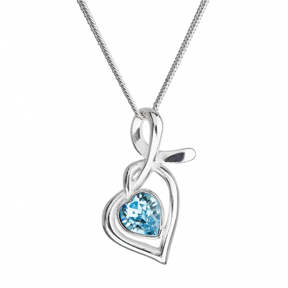 Obrázok pre Strieborný náhrdelník so Swarovski kryštálmi srdce modré 32071.3