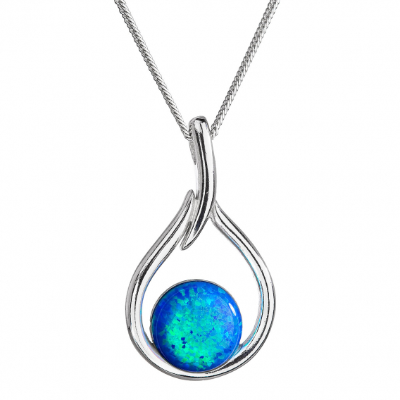 Obrázok pre Strieborný náhrdelník so syntetickým opálom modrá kvapka 12045.3
