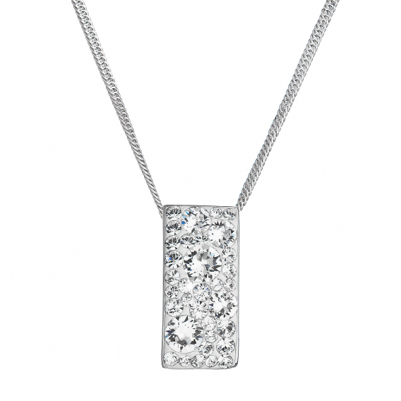 Obrázok pre Strieborný náhrdelník so Swarovski kryštálmi biely obdĺžnik 32074.1