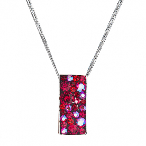 Obrázok pre Strieborný náhrdelník so Swarovski kryštálmi červený obdĺžnik 32074.3 cherry