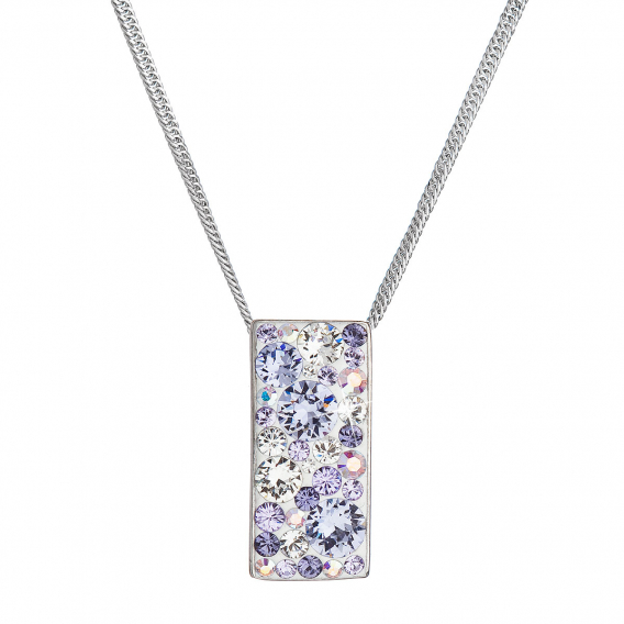Obrázok pre Strieborný náhrdelník so Swarovski kryštálmi fialový obdĺžnik 32074.3 violet
