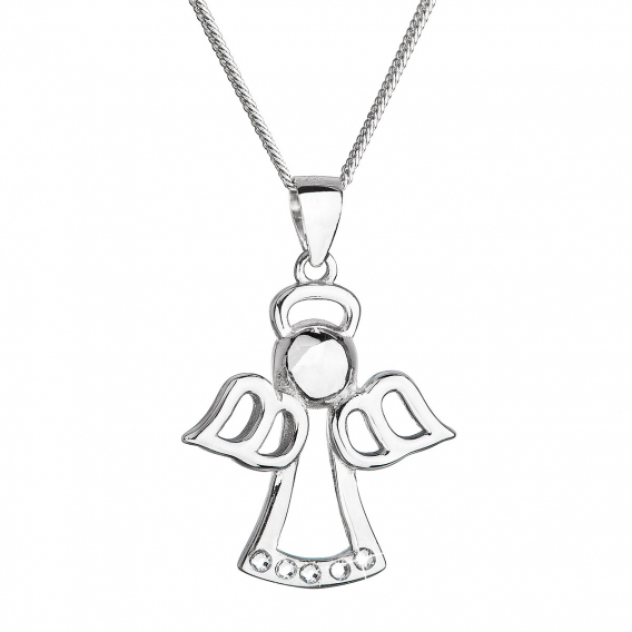 Obrázok pre Strieborný náhrdelník anjel so Swarovski kryštálmi biely 32076.1