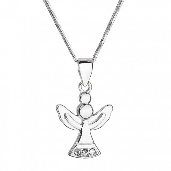 Obrázok pre Strieborný náhrdelník anjel so Swarovski kryštálmi biely 32078.1