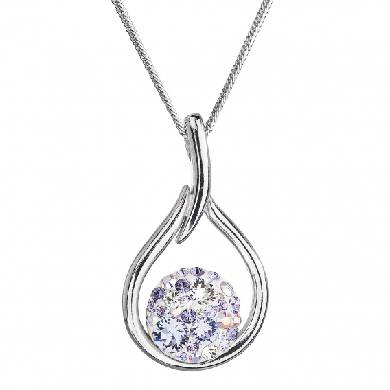 Obrázok pre Strieborný náhrdelník so Swarovski kryštálmi kvapka 32075.3 violet