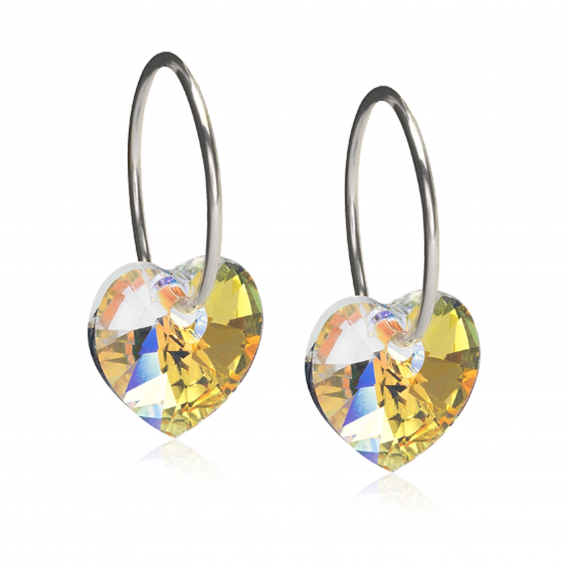 Obrázok pre Nealergénne náušnice z lekárskeho titánu Krúžky 14 mm Srdiečka dúha AB