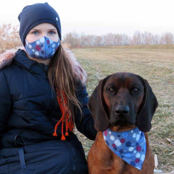 Obrázok pre SADA Bavlnená šatka pre psíka + rúško - Covid / modrá