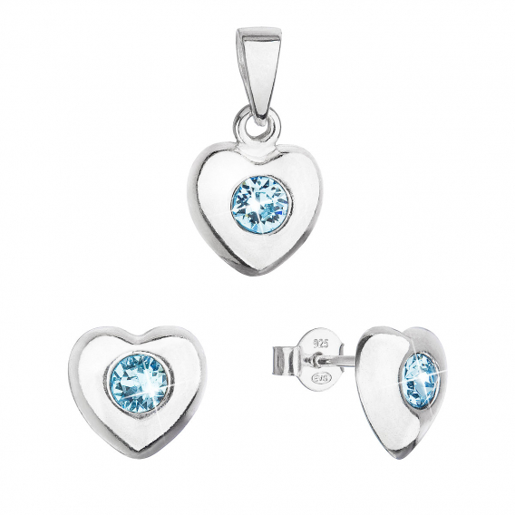 Obrázok pre Sada šperkov s kryštálmi Swarovski náušnice a prívesok modré srdce 39176.3