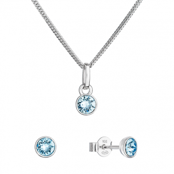 Obrázok pre Sada šperkov s kryštálmi Swarovski náušnice, retiazka a prívesok modrej 39177.3 aqua