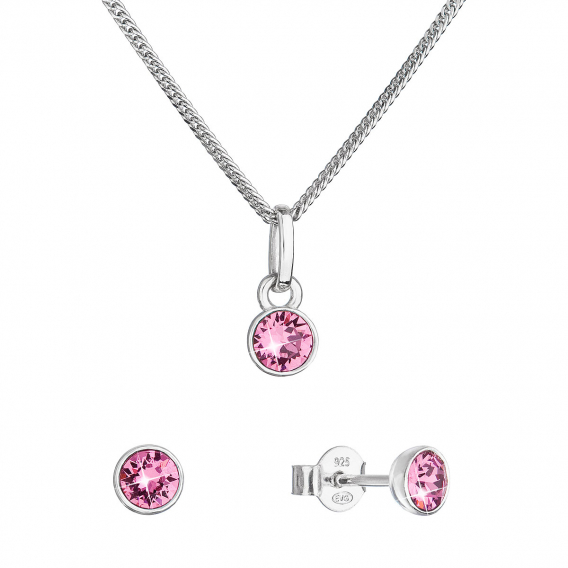 Obrázok pre Sada šperkov s kryštálmi Swarovski náušnice, retiazka a prívesok ružové 39177.3 rose