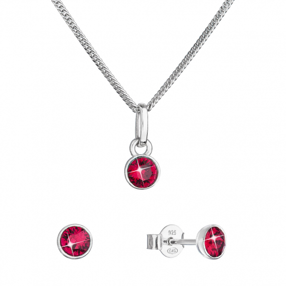 Obrázok pre Sada šperkov s kryštálmi Swarovski náušnice, retiazka a prívesok červenej 39177.3 ruby