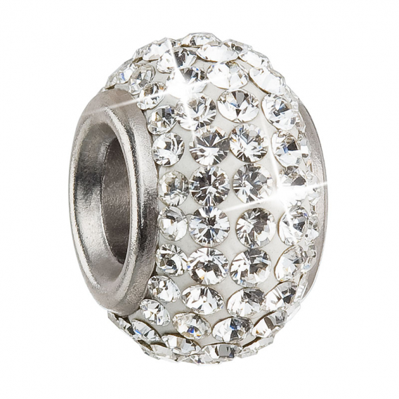 Obrázok pre Strieborný prívesok s krištálmi Preciosa biely okrúhly 34083.1