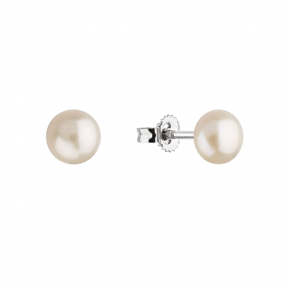 Obrázok pre Strieborné náušnice kôstky s bielou riečnou perlou 21063.1