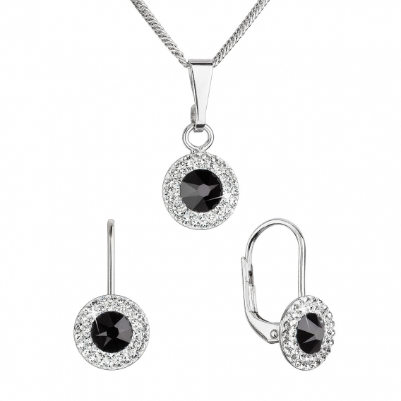 Obrázok pre Sada šperkov s kryštálmi Swarovski náušnice a prívesok čierne guľaté 39109.3 jet