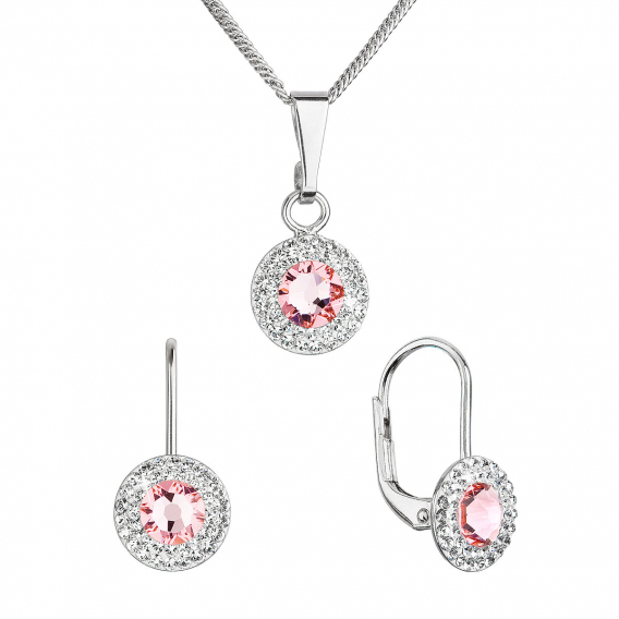 Obrázok pre Sada šperkov s kryštálmi Swarovski náušnice a prívesok ružové okrúhle 39109.3 lt. rose