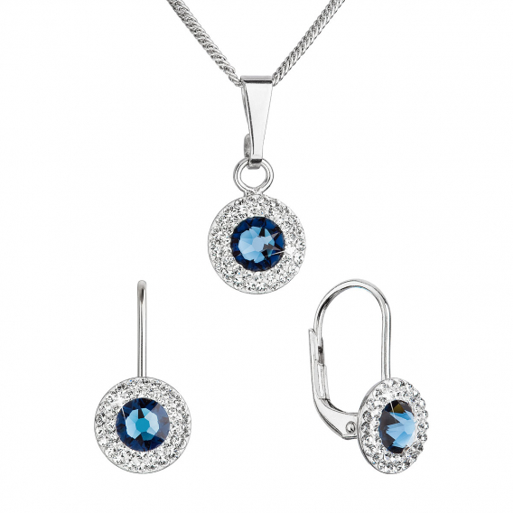 Obrázok pre Sada šperkov s kryštálmi Swarovski náušnice a prívesok tmavo modré okrúhle 39109.3 montana