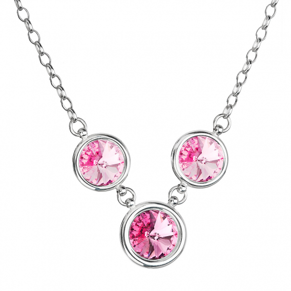 Obrázok pre Strieborný náhrdelník so Swarovski kryštálmi guľatý 32033.3 rosa