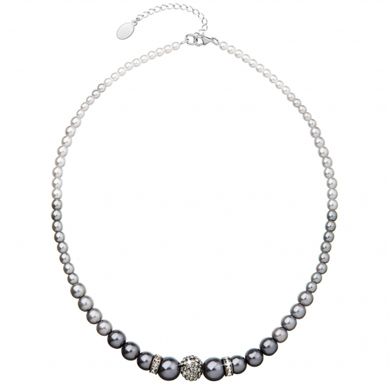 Obrázok pre Perlový náhrdelník šedý s Preciosa kryštály 32008.3