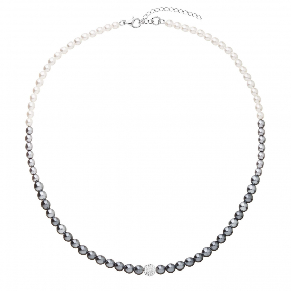 Obrázok pre Perlový náhrdelník bielo-šedý s Preciosa kryštály 32065.3