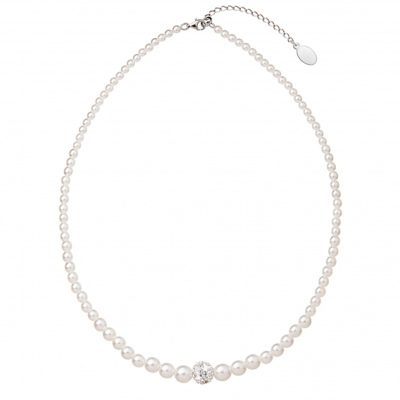 Obrázok pre Perlový náhrdelník biely s Preciosa kryštály 32006.1