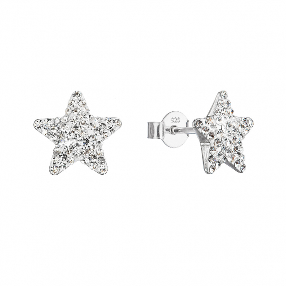 Obrázok pre Strieborné pozlátené náušnice kruhy so Swarovski kryštály biele 31306.1