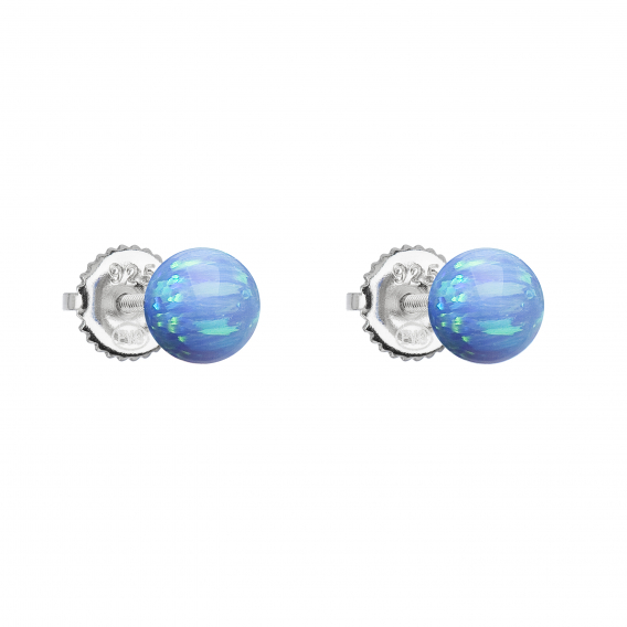 Obrázok pre Strieborné náušnice perličky so syntetickým opálom svetlo modré okrúhle 11246.3 lt.blue