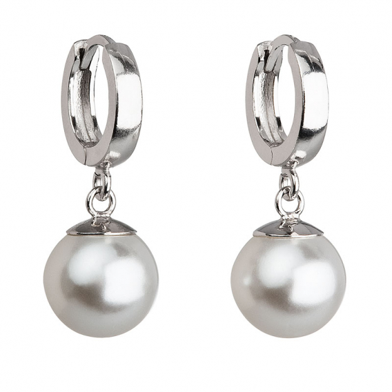 Obrázok pre Strieborné náušnice visiace s perlou Preciosa biele okrúhle 31151.1