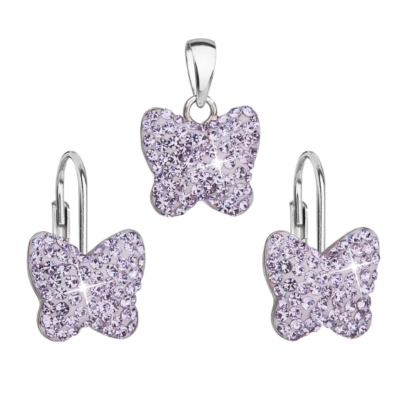 Obrázok pre Sada šperkov s kryštálmi Preciosa náušnice a prívesok fialový motýľ 39144.3 violet