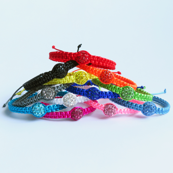 Obrázok pre Náramok pletený so Shamballa korálikom - farba na výber