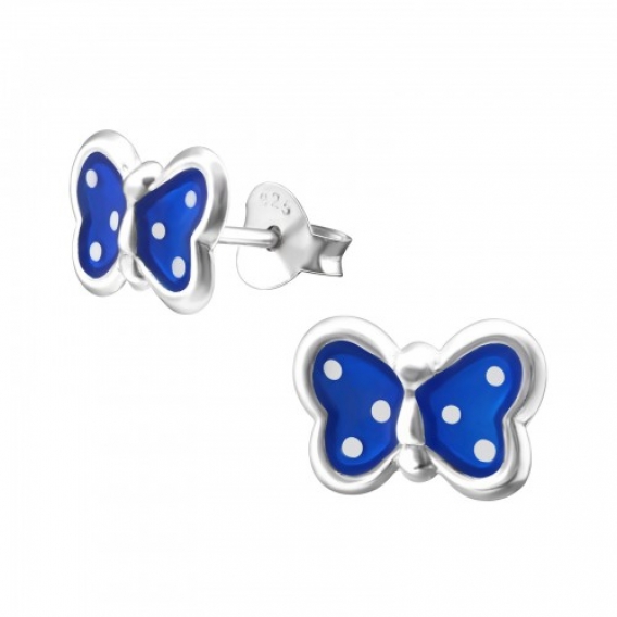 Obrázok pre Detské strieborné náušnice napichovacie Motýle modré