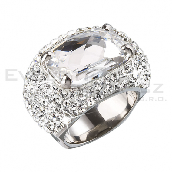 Obrázok pre Strieborný prsteň s veľkým kryštálom biely 735800.1 crystal