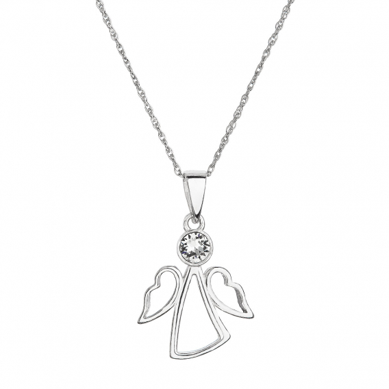 Obrázok pre Strieborný náhrdelník anjel so Swarovski kryštálom biely 32082.1 crystal