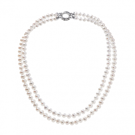 Obrázok pre Perlový náhrdelník dvojradový z pravých riečnych perál biely 22036.1