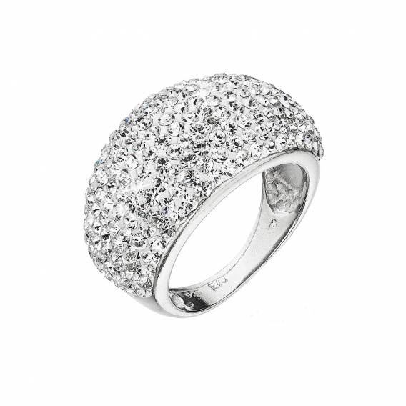 Obrázok pre Strieborný prsteň veľký s kryštálmi Preciosa biely 35028.1 crystal