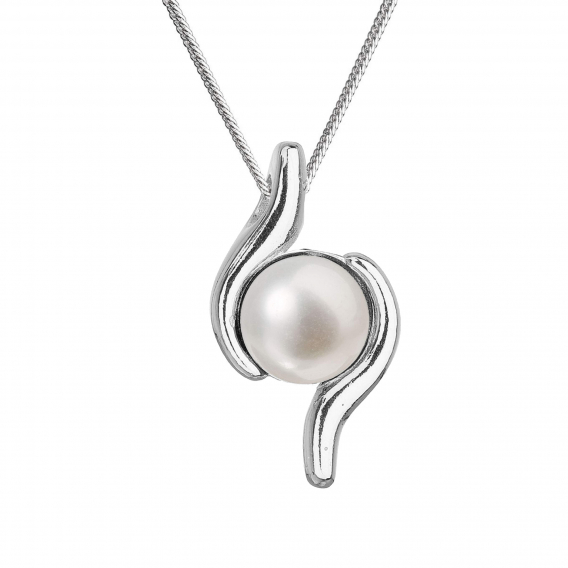 Obrázok pre Strieborný náhrdelník s pravou riečnou perlou 22038.1 biely