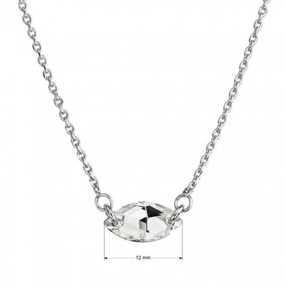Obrázok pre Strieborný náhrdelník s kryštálom Preciosa biely ovál 72084.1 crystal