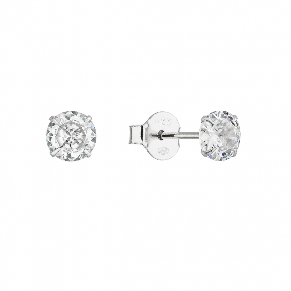 Obrázok pre Strieborné náušnice kôstky so zirkónom biele okrúhle 11405.1 crystal