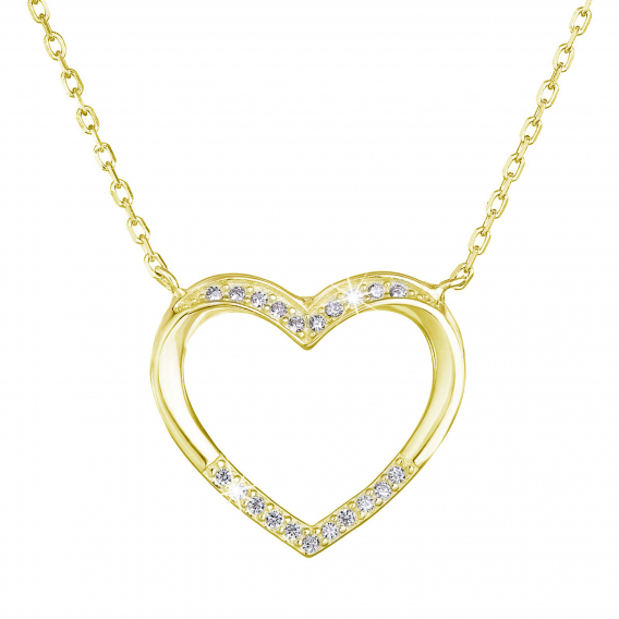 Obrázok pre Pozlátený náhrdelník srdca s bielymi zirkónmi 12010.1 Au plating