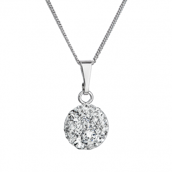 Obrázok pre Strieborný náhrdelník so Swarovski kryštálmi okrúhly biely 32086.1 crystal