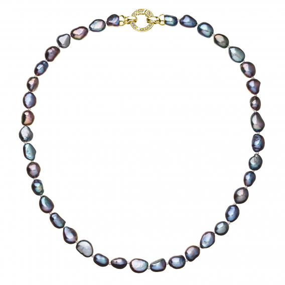 Obrázok pre Perlový náhrdelník z pravých riečnych perál modrý 22027.3 peacock Au plating