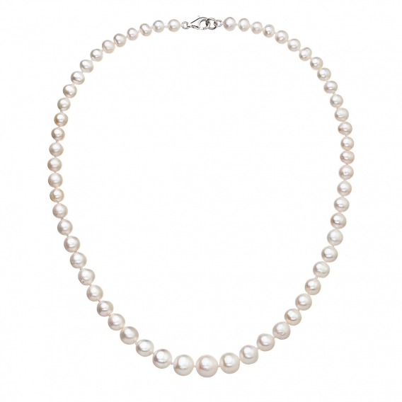 Obrázok pre Perlový náhrdelník z odstupňovaných pravých riečnych perál biely 22040.1