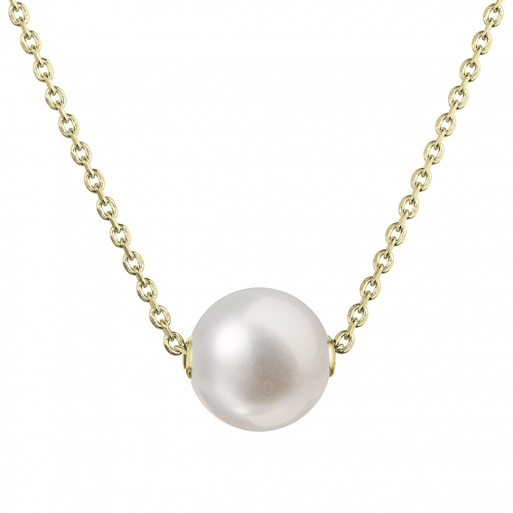 Obrázok pre Pozlátený strieborný náhrdelník s pevnou bielou riečnou perlou na retiazke 22047.1 Au plating