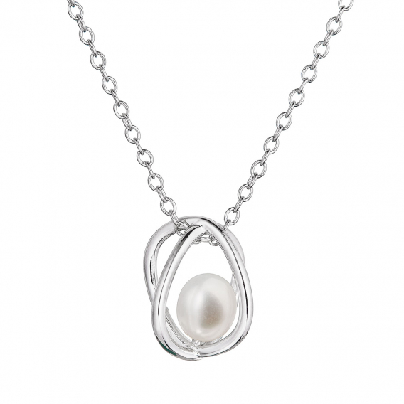 Obrázok pre Strieborný náhrdelník s riečnou perličkou v klietke 22044.1