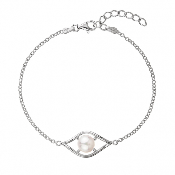 Obrázok pre Perlový náramok z pravou riečnou perlou v lístočku biely 23017.1