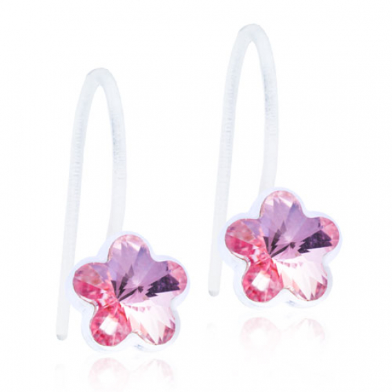 Obrázok pre Nealergénne detské náušnice z lekárskeho plastu háčikové Kvety 6 mm ružové