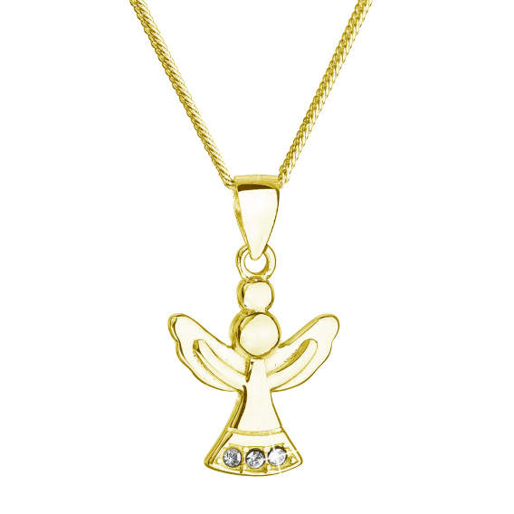 Obrázok pre Pozlátený strieborný náhrdelník anjel so Swarovski kryštálmi biely 32078.1 Au plating