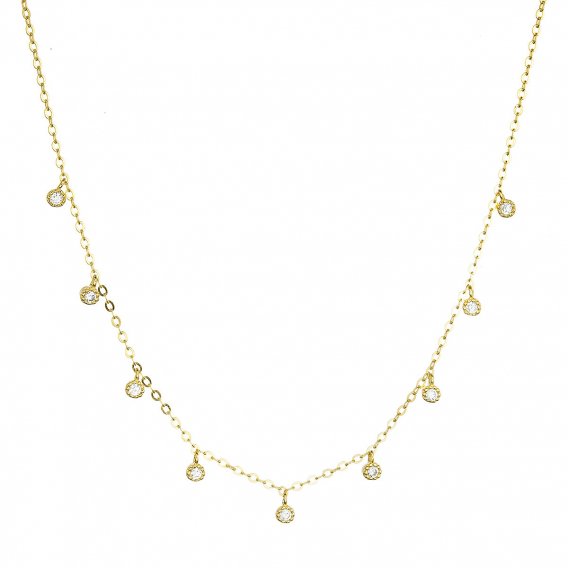 Obrázok pre Pozlátený strieborný náhrdelník s 9 malými okrúhlymi zirkonmi 12056.1. crystal Au plating