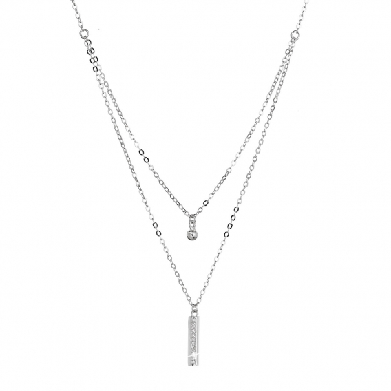 Obrázok pre Strieborný náhrdelník gulička a úzky obdĺžnik so zirkónmi biely 12057.1. crystal