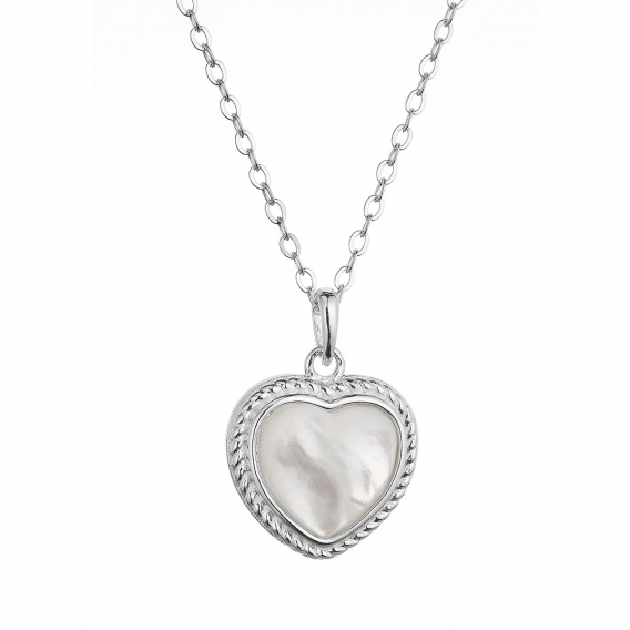 Obrázok pre Strieborný náhrdelník srdca s perleťovým zirkónom 12058.1