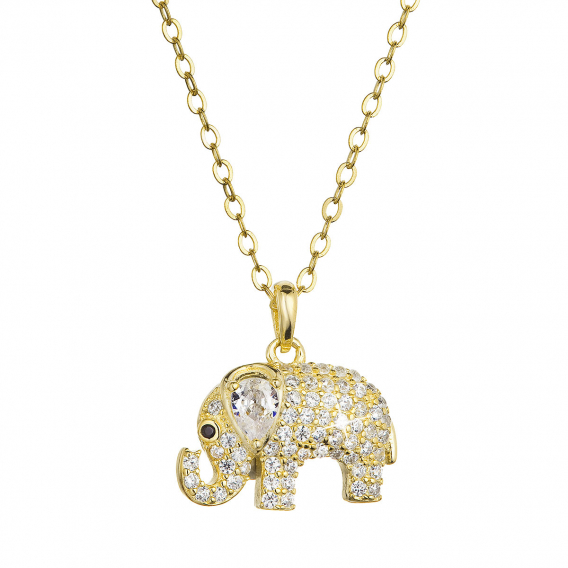 Obrázok pre Pozlátený strieborný náhrdelník slon s bielymi zirkónmi 12060.1 Au plating